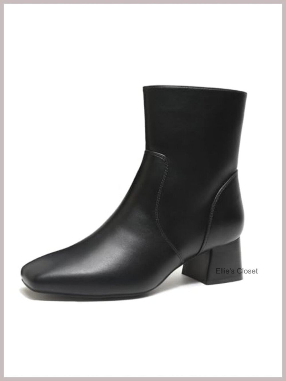 Square Toe Ankle Boots Low Heel Short Booties Side Zipper Non-Slip Fall Shoes